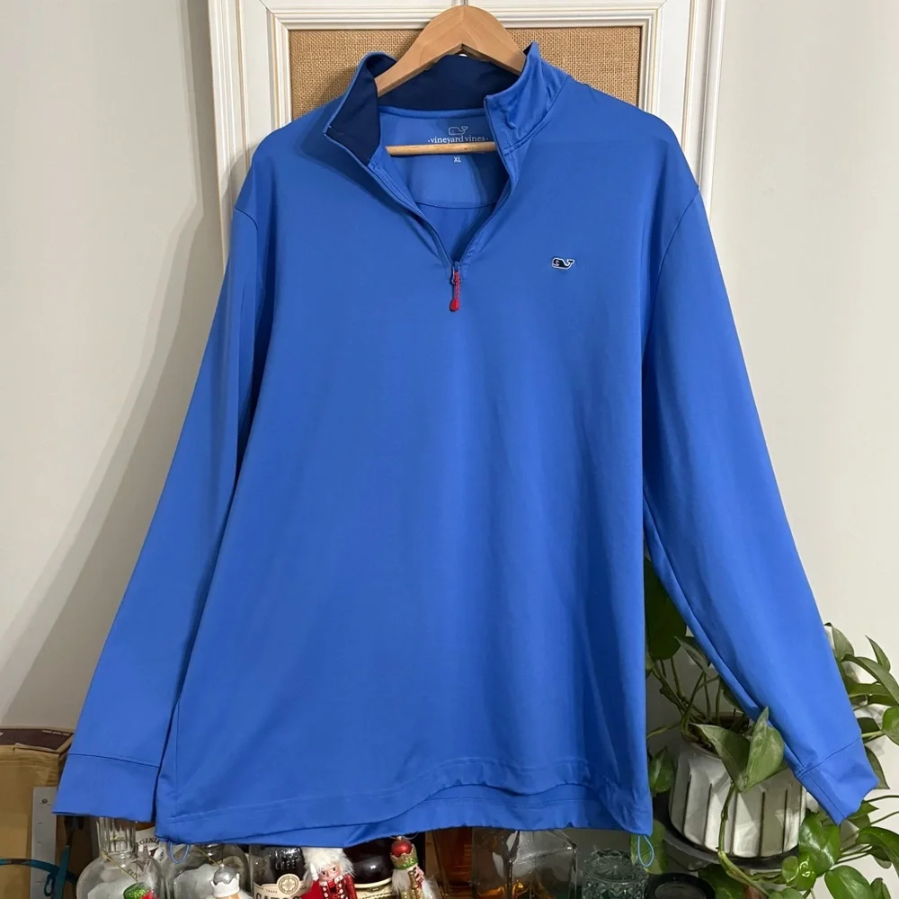 Vineyard Vines Bright Blue performance 1/4 zip Sz XL EUC